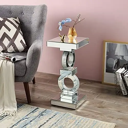 End Table, Mirror Side Table with Crystal Inlay, Modern Crystal Diamond Silver Table, Mirror Accent Table for Living Room Acryli
End Table, Mirror Side Table with Crystal Inlay, Modern Crystal Diamond Silver Table, Mirror Accent Table for Living Room Acryli