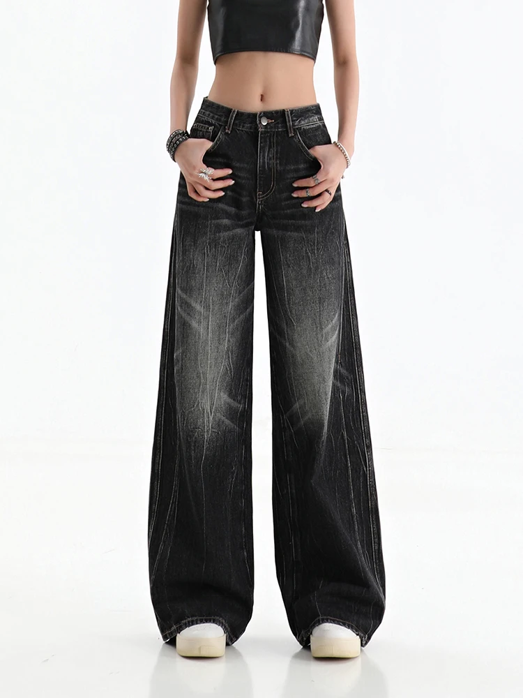 Women Vintage Black Gothic Straight Jeans Y2k Hip-hop Baggy Casual Goth Wide Leg Denim Pants Streetwear Ladies Long Trouser 2023
Women Vintage Black Gothic Straight Jeans Y2k Hip-hop Baggy Casual Goth Wide Leg Denim Pants Streetwear Ladies Long Trouser 2023