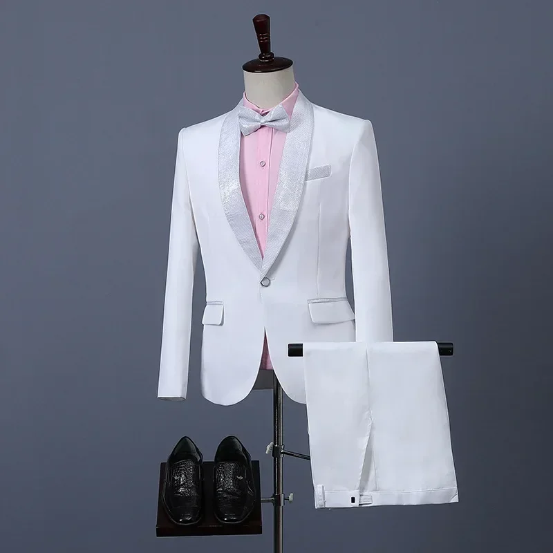 

2023Suit suit for men (suit + trousers) Slim white professional best man groom dress three pieces set Send bow tie Four Seasons