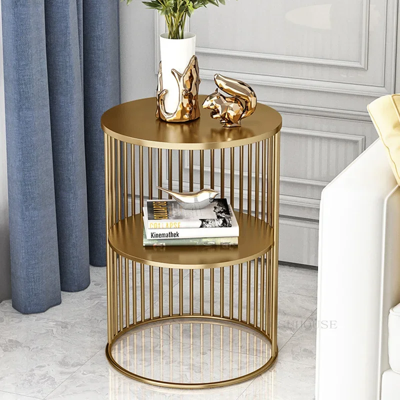 

Роскошное Кованое железо кофейные столики, Современная гостиная, диван, прикроватные столики, мебель для гостиной, мини круглый золотой низкий боковой столик