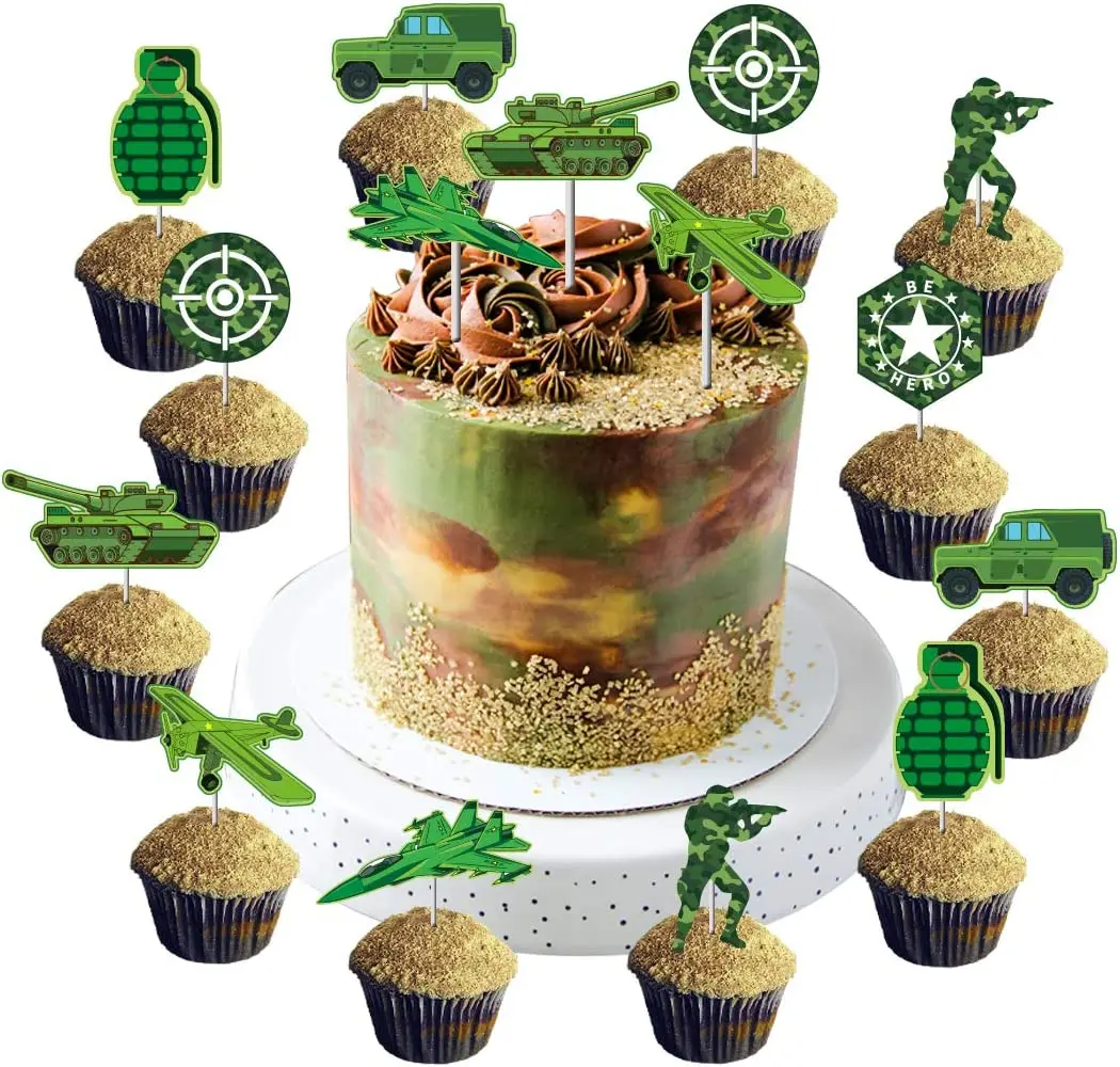 Sursurprise-Camouflage Cupcake Toppers, Cake Decorations, Army Soldier, Military Themed, Birthday Party Supplies, 24Pcs
Sursurprise-Camouflage Cupcake Toppers, Cake Decorations, Army Soldier, Military Themed, Birthday Party Supplies, 24Pcs