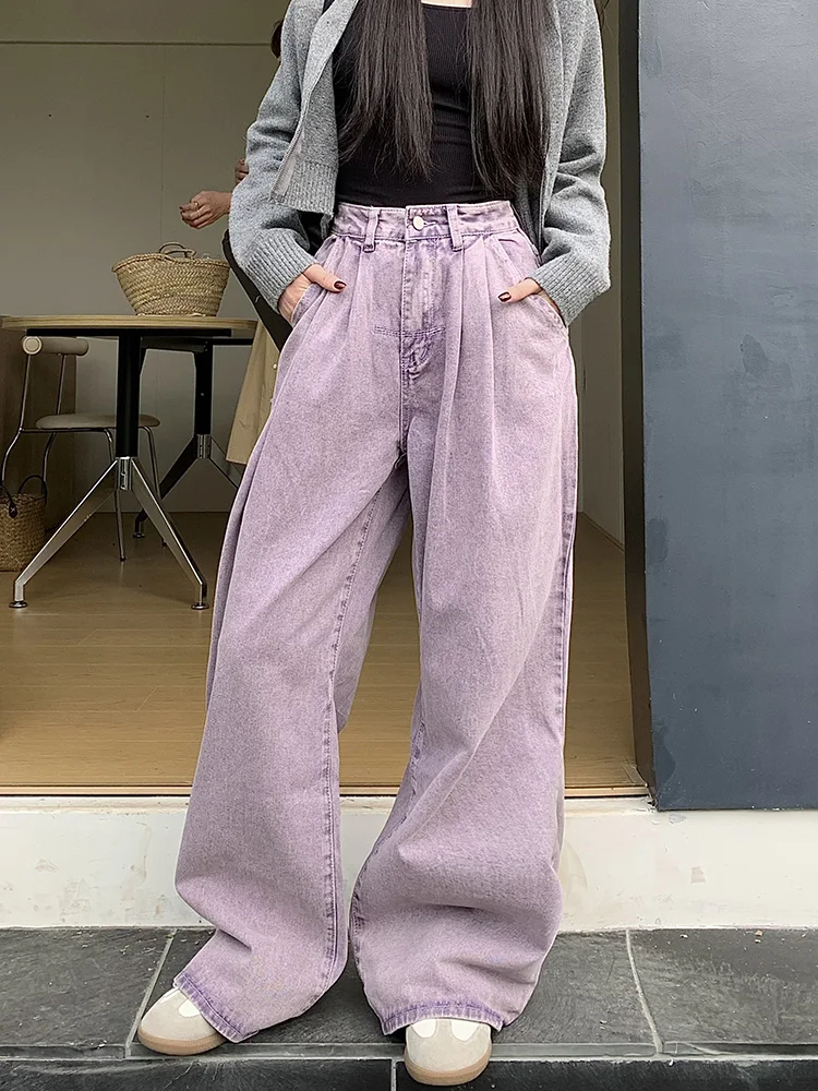 

Slergiri 2024 New Full Length Baggy Jeans Women's Y2K Vintage High Waisted Harajuku Loose Denim Wide Leg Trousers Streetwear