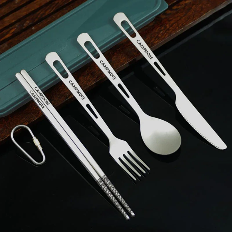 

Легкая Титановая посуда, нож, вилка, ложка, палочки для еды, аксессуары для путешествий, портативные столовые приборы для кемпинга на открытом воздухе