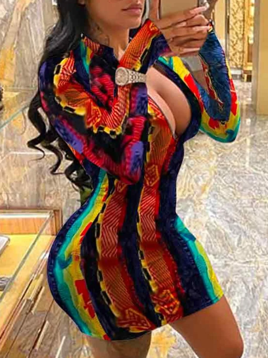 LW Women Colorful Stripe Print Dresses Long Sleeve Zipper Hipster Mini Dress Sexy Streetwear Party Clothes Y2K Outfits
LW Women Colorful Stripe Print Dresses Long Sleeve Zipper Hipster Mini Dress Sexy Streetwear Party Clothes Y2K Outfits