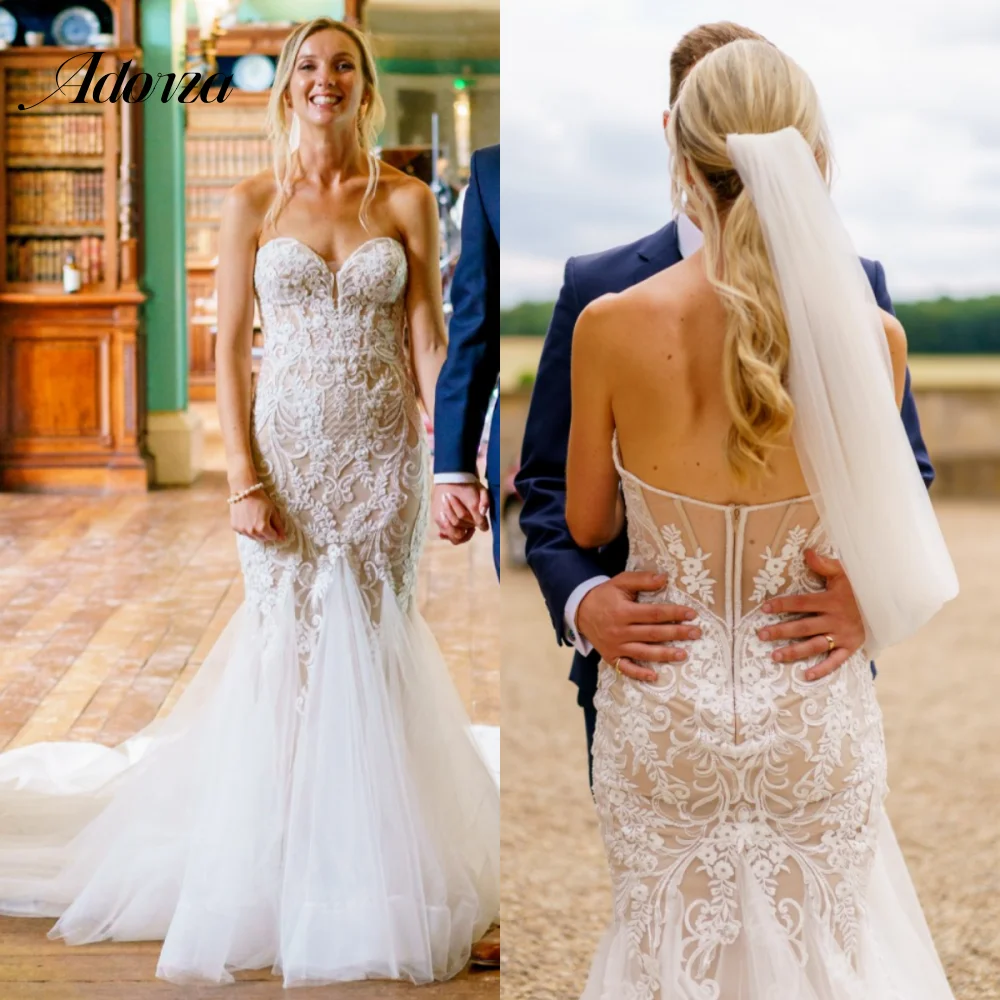 Sexy Mermaid Tulle Wedding Dress Sweetheart Backless Lace Applique Flower for Women Custom Sleeveless Boho Vestido De Noiva
Sexy Mermaid Tulle Wedding Dress Sweetheart Backless Lace Applique Flower for Women Custom Sleeveless Boho Vestido De Noiva
