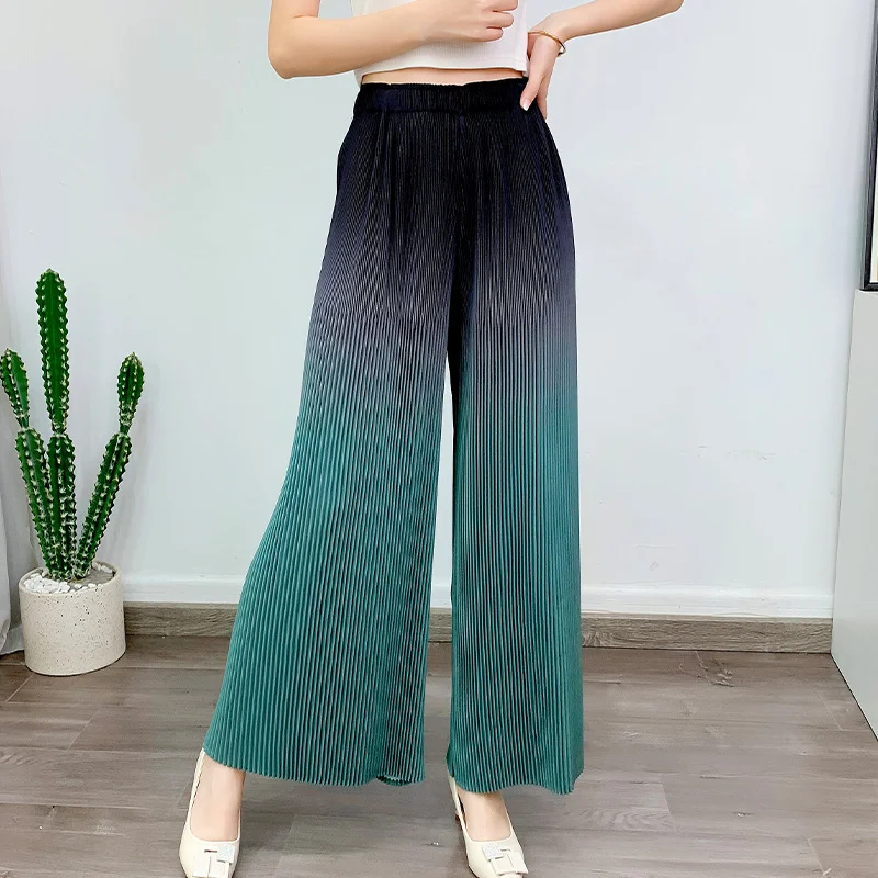 

Pleated summer haute couture high waisted straight pants, oversized slimming gradient wide leg pants [YS381375]