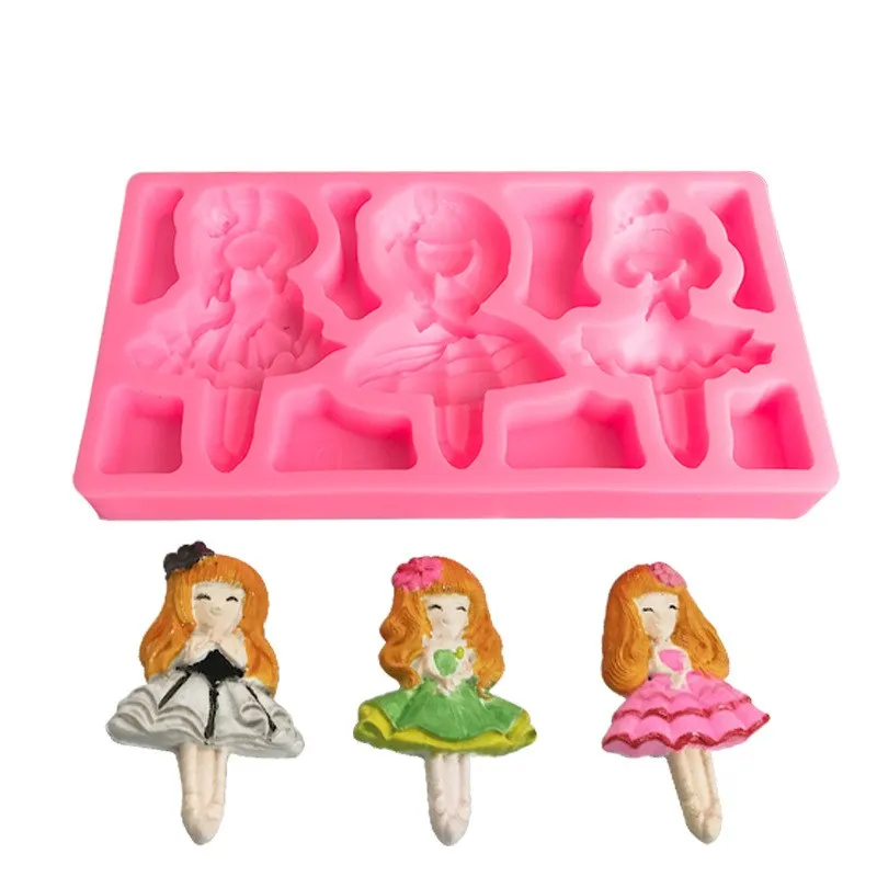 

3 милая девушка принцесса кукла жидкий силиконовый торт форма помадка шоколад десерт Кондитерские украшения кухня выпечки аксессуары инструменты
