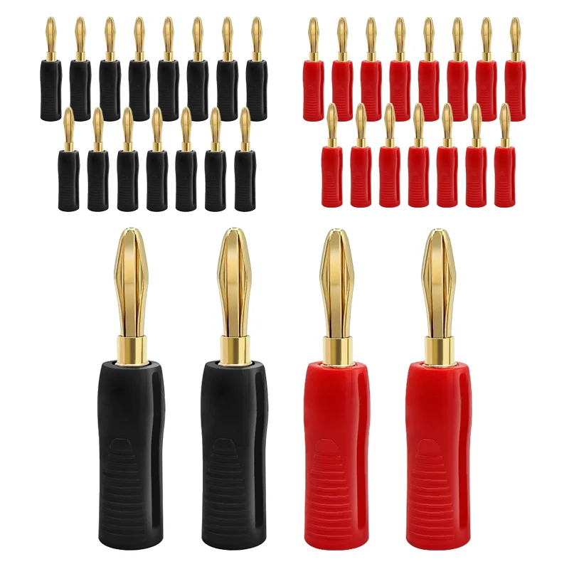 

10/40/200PCS 4mm Gold Plated Speaker Banana Plug Horn Speakers Banana Connector for Audio Video Speaker Cable Adapter