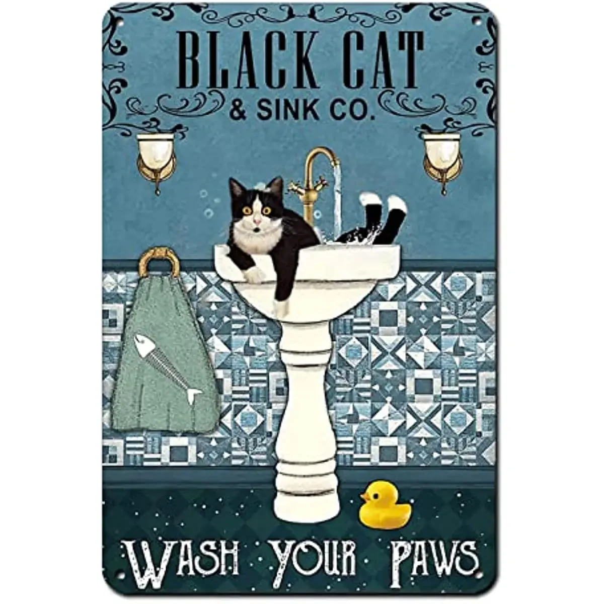 Vintage Bathroom Decor Retro Metal Tin Sign Black Cat Wash Your Paws Funny Metal Poster Bathroom Wall Decor Sign Posters
Vintage Bathroom Decor Retro Metal Tin Sign Black Cat Wash Your Paws Funny Metal Poster Bathroom Wall Decor Sign Posters