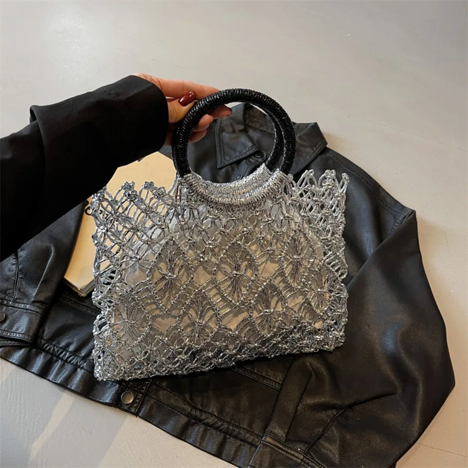 Luxury Woven Round Handle Bag - Designer Eco-Friendly Hollow-Out Handbag 9 S6908063551b24f53891217c47d90289ce