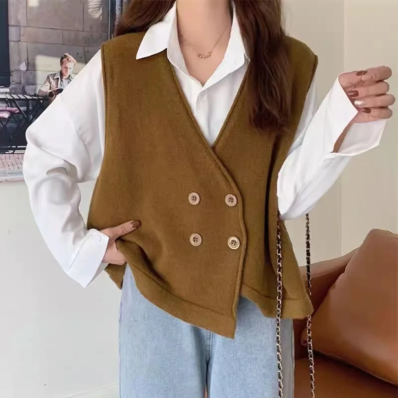 New Knitted Sweater Vest Women Irregular Double-breasted Korean Fashion Vintage Sleeveless All-match Harajuku Cardigan Tank Tops
New Knitted Sweater Vest Women Irregular Double-breasted Korean Fashion Vintage Sleeveless All-match Harajuku Cardigan Tank Tops