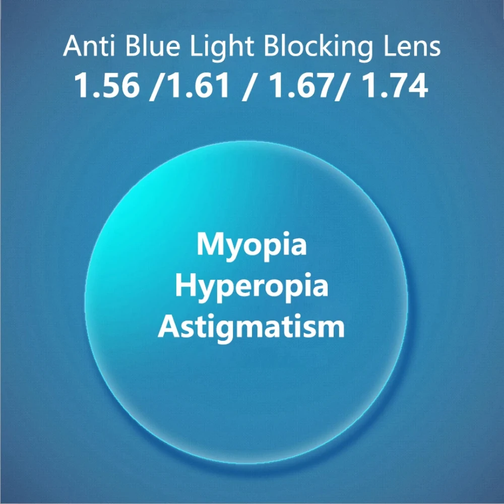 

High definition Anti blue Light Blocking Lenses Myopia Hyperopi 1.56 1.61 1.67 1.74 Office Optical Prescription Lens Men Women