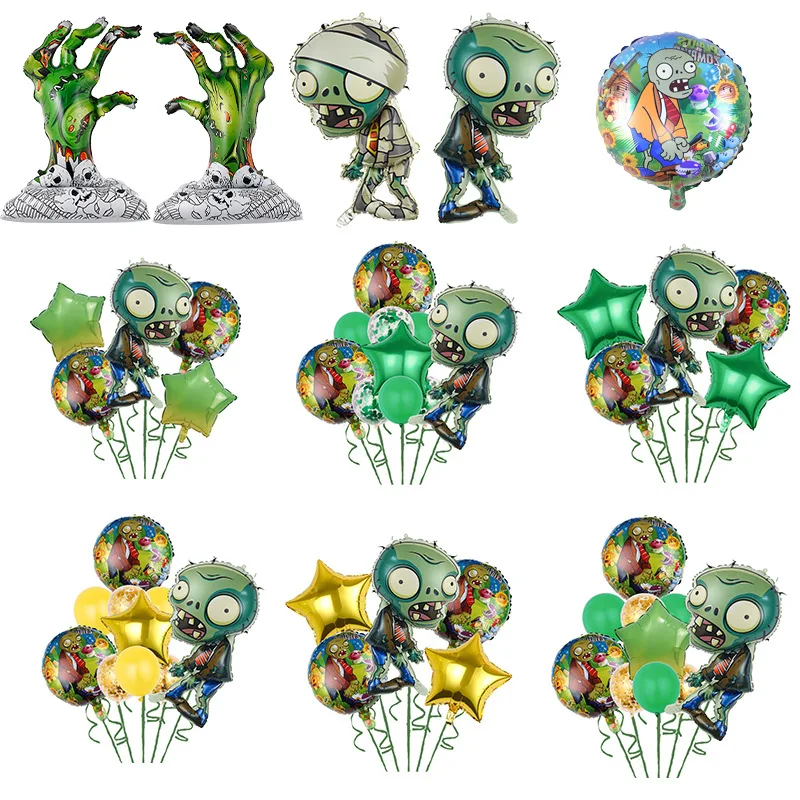 

Cartoon Plants Vs. Zombies Shaped Balloon Round Aluminum Film Balloons Set Birthday Party Decoration Supplies Balloon Wholesale