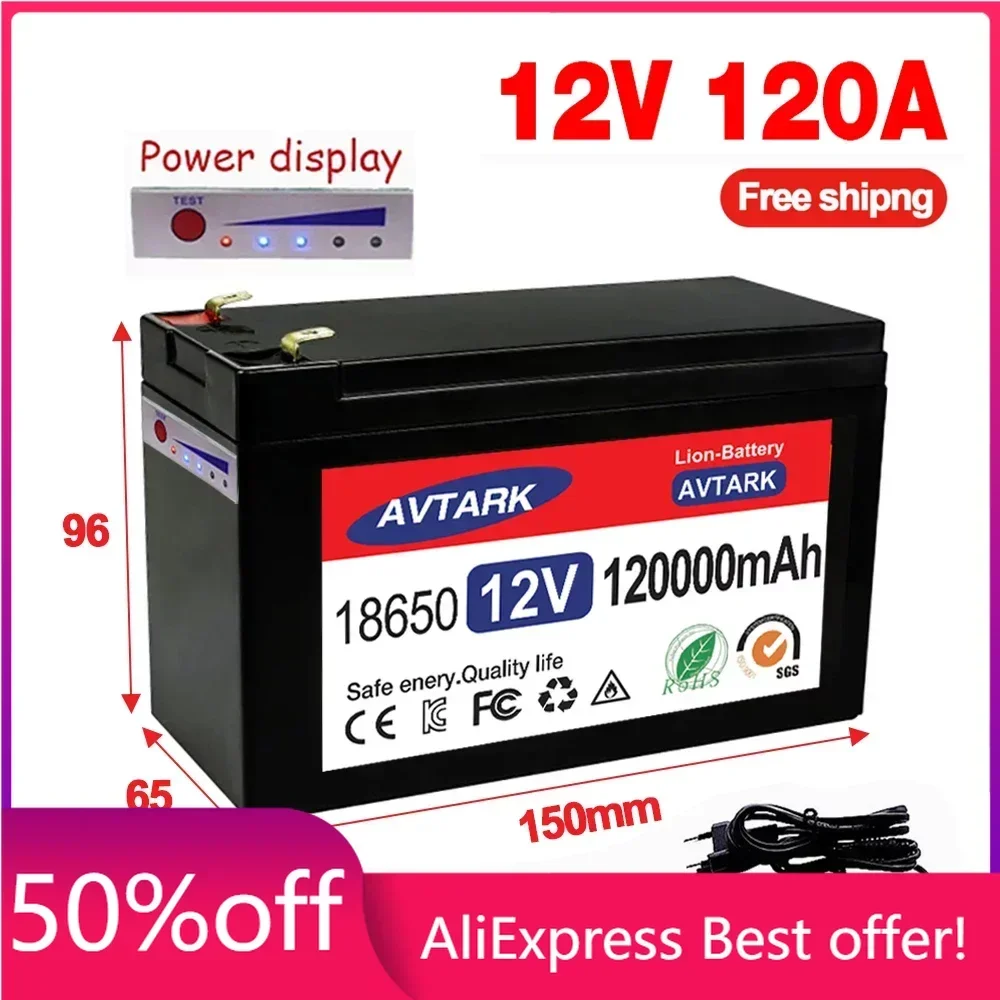 12V 120Ah 120000mAh 18650 lithium battery for solar energy built-in high current 30A BMS electric vehicle battery+12.6V charger
12V 120Ah 120000mAh 18650 lithium battery for solar energy built-in high current 30A BMS electric vehicle battery+12.6V charger