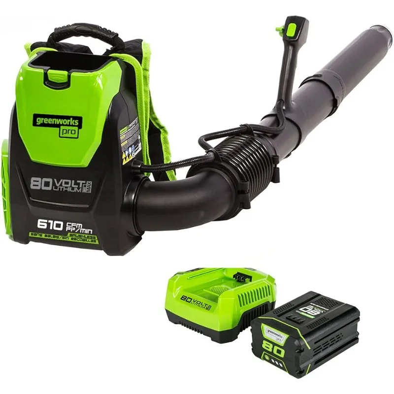 

80V (180 MPH / 610 CFM / 75+ Compatible Tools) Cordless Brushless Backpack Blower, 2.5Ah Battery and Rapid Charger Included