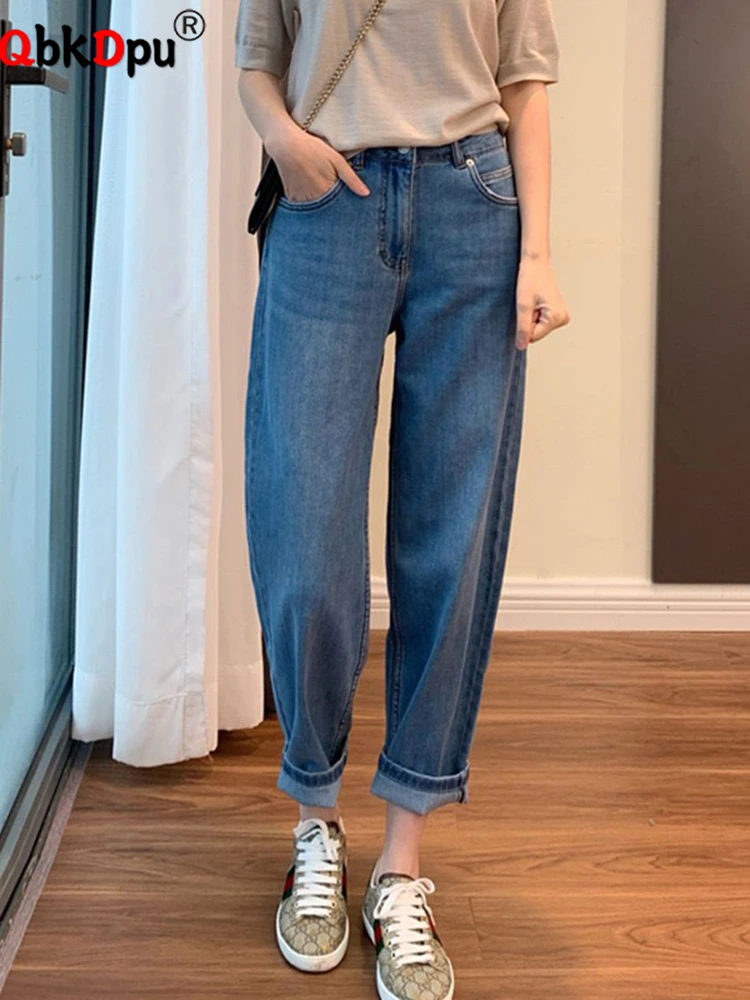 

Casual Harem Jogger Jeans Oversize 5xl Ankle-Length Baggy Vaqueros Women Elastic High Waist Denim Trousers Spring Jean Pants