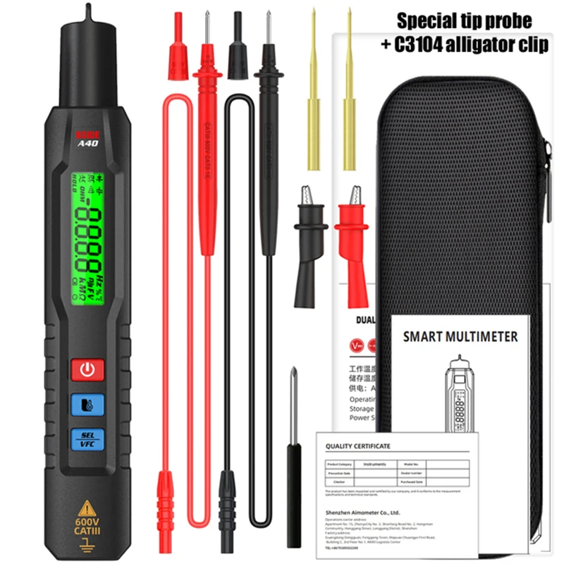 Infrared Thermometer Digital Multimeter Auto Intelligent Sensor True RMS DC AC Voltage VFC Ohm NCV Hz Continuity Live Meter A40
Infrared Thermometer Digital Multimeter Auto Intelligent Sensor True RMS DC AC Voltage VFC Ohm NCV Hz Continuity Live Meter A40