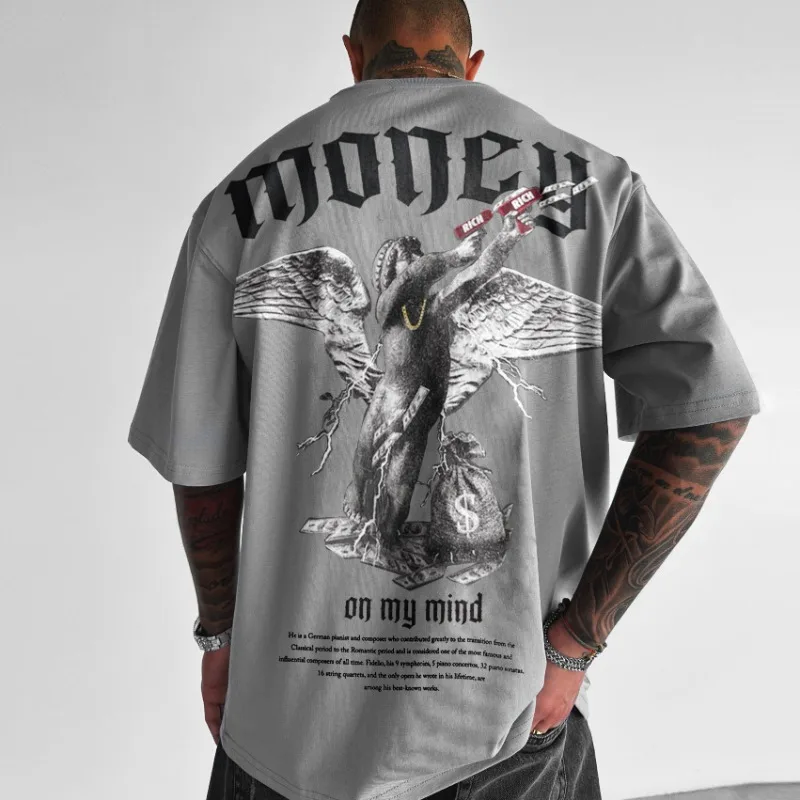 European American Men Printed T-shirts Fashion Angel Letters Printed Short Sleeved Summer Casual Street Clothing Men's Clothing
European American Men Printed T-shirts Fashion Angel Letters Printed Short Sleeved Summer Casual Street Clothing Men's Clothing