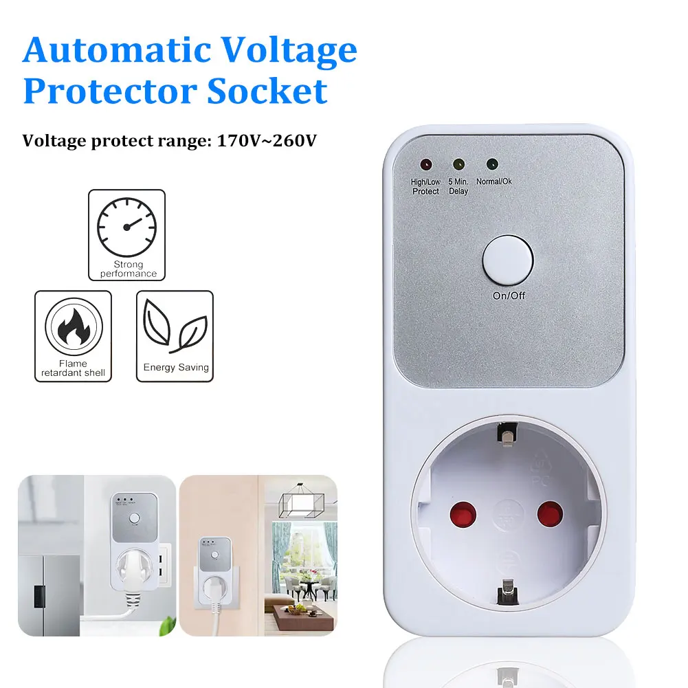 New 1Pc Voltage Protector Socket AC 220V Surge Protection Electrical Outlets EU Plug Automatic Refrigerator Protect For Home
New 1Pc Voltage Protector Socket AC 220V Surge Protection Electrical Outlets EU Plug Automatic Refrigerator Protect For Home