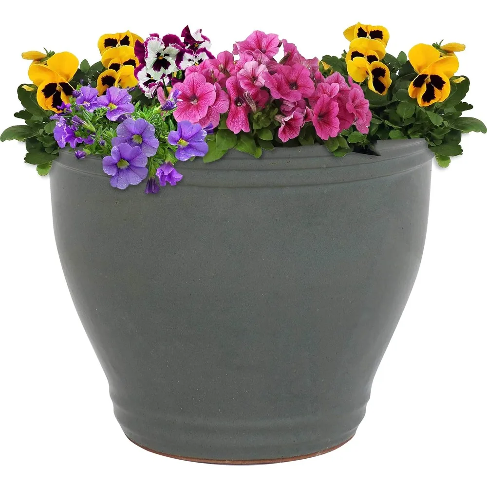 Sunnydaze Studio Ceramic Flower Pot Planter with Drainage Hole - High-Fired Glazed UV and Frost-Resistant Finish
Sunnydaze Studio Ceramic Flower Pot Planter with Drainage Hole - High-Fired Glazed UV and Frost-Resistant Finish
