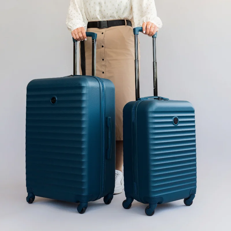 

PROTEGE 2PC Hardside Luggage Set, 20" Carry-on and 25" Checked Upright Spinner Luggage, Blue