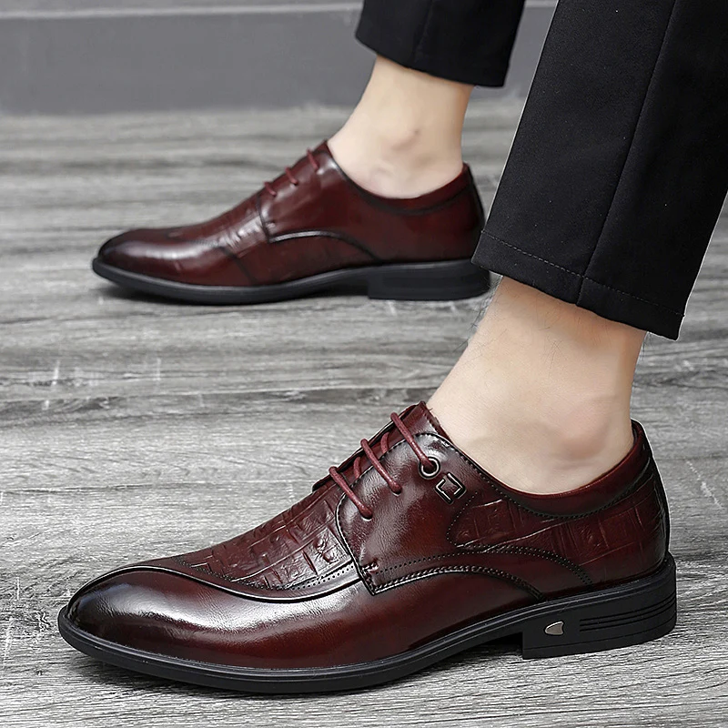 

Luxury Business Oxford Leather Shoes Men Breathable Rubber Formal Dress Shoes Male Office Wedding Flats Footwear Mocassin Homme