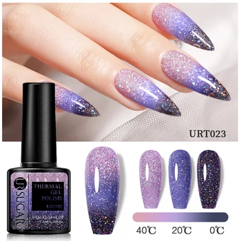 UR SUGAR 써멀 젤 폴리쉬, 온도 변화 글리터, UV 젤 바니시, 소크 오프, LED 젤 래커, 3 색, 7.5ml