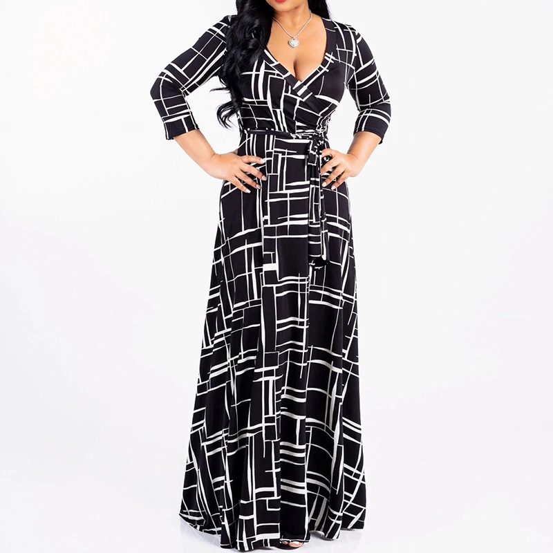 Women Printed Long Dress Fashion Long Sleeve V-neck Lace Up Maxi Dresses Slim Body Wrap Hips Party Dresses Robe Longue
Women Printed Long Dress Fashion Long Sleeve V-neck Lace Up Maxi Dresses Slim Body Wrap Hips Party Dresses Robe Longue
