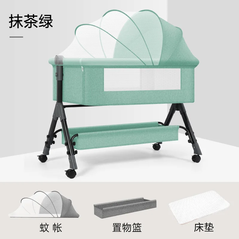 

Crib Splice Bed Removable Foldable Multifunctional Cradle Bed Newborn Bedside Bed Hot Selling Baby Bed