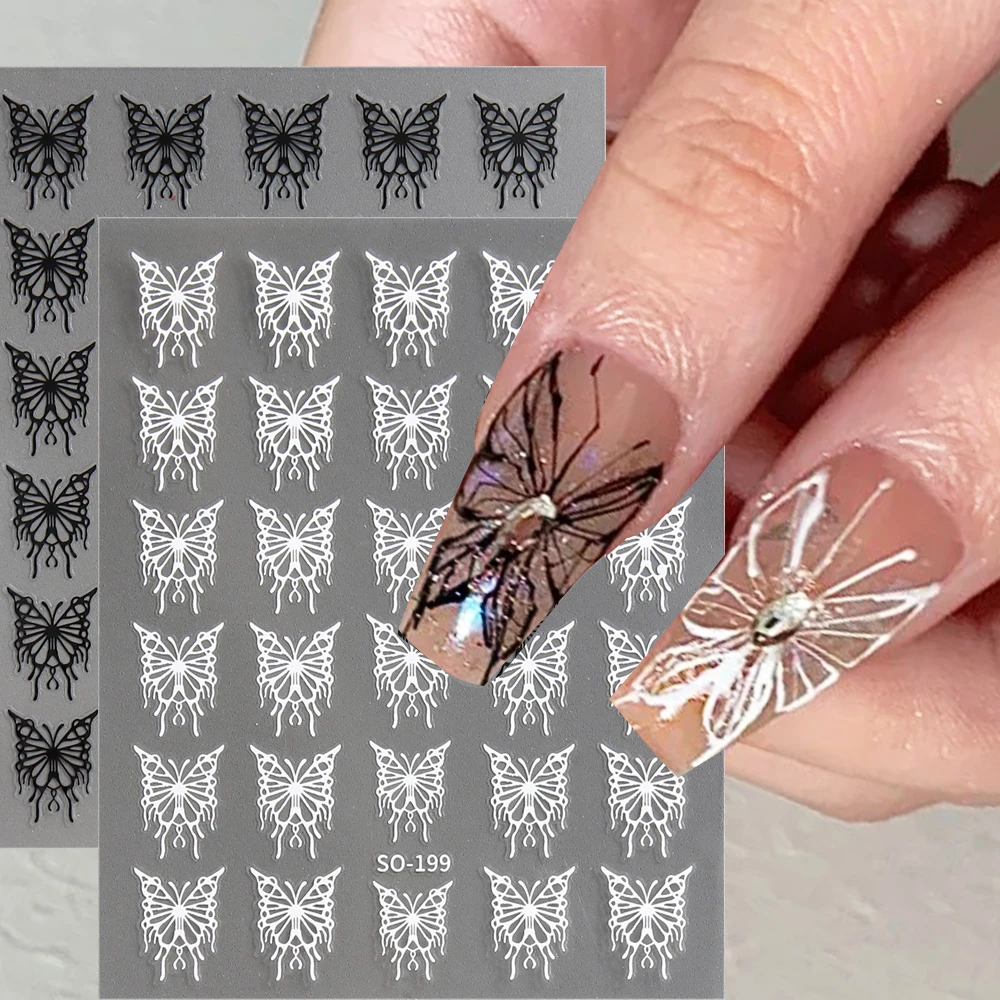 3D Black White Butterfly Nail Stickers Silver Metal Decals Holographic Gold Nail Art Sliders Charm Manicure Decoration LEBSO-199
3D Black White Butterfly Nail Stickers Silver Metal Decals Holographic Gold Nail Art Sliders Charm Manicure Decoration LEBSO-199