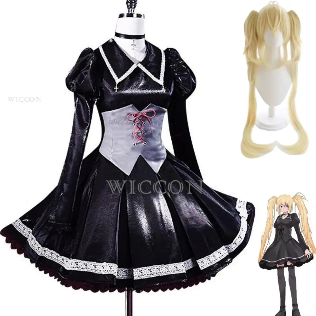 

Anime Shugo Chara Tsukiyomi Utau Cosplay Costume Wig Black Gothic Dress Lolita Woman Sexy Kawaii Halloween Carnival Suit