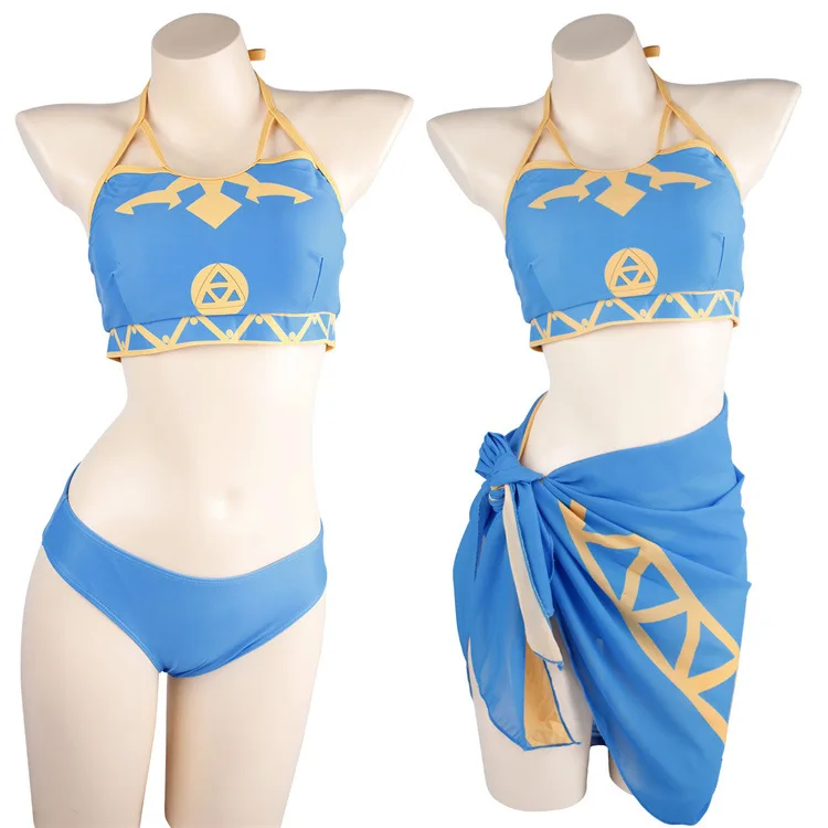 3pcs/set Princess Dereviated Halter Bikini Split Swimsuit Swimming Pants Swimwear Bodysuit Bathing Suit Outfit Cosplay Costume
3pcs/set Princess Dereviated Halter Bikini Split Swimsuit Swimming Pants Swimwear Bodysuit Bathing Suit Outfit Cosplay Costume