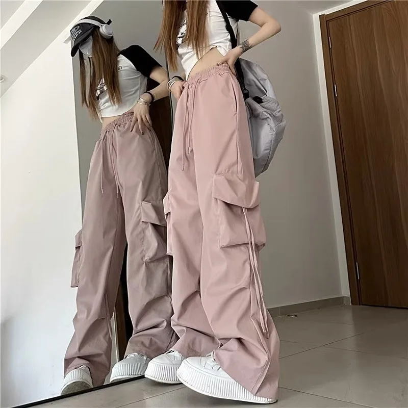 

Retro Workwear Pants Women Stereoscopic Pockets High Waisted Straight Leg Wide Leg Pants Loose Casual Floor Mopping Long Pants