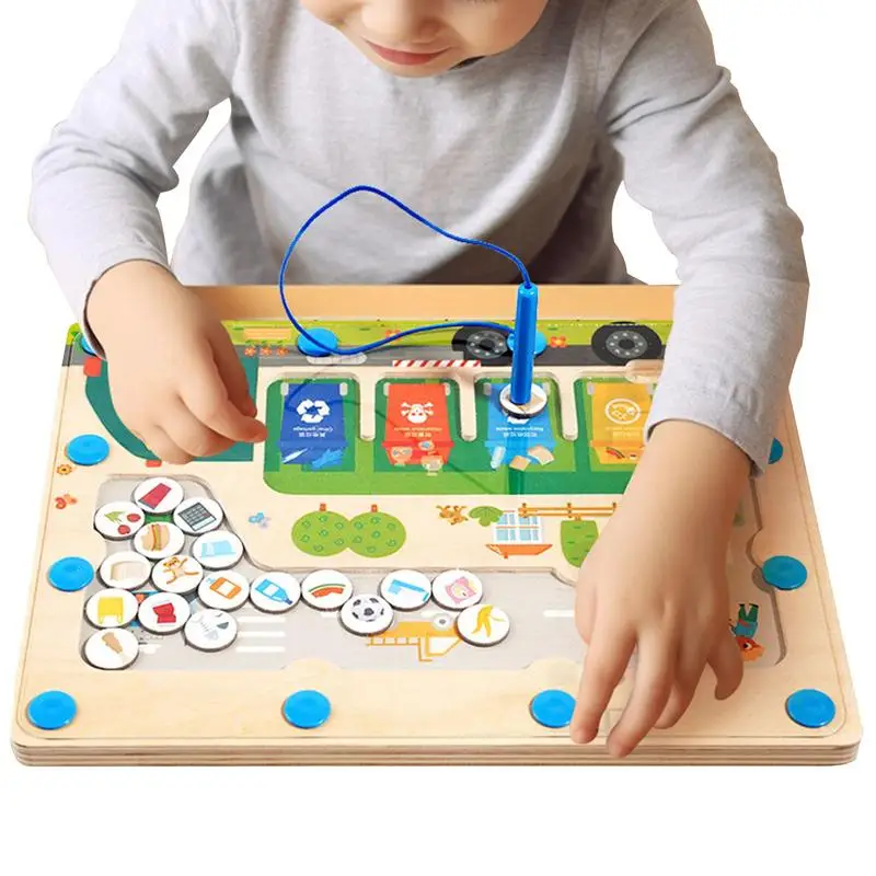 

Магнитный лабиринт с цветами и цифрами, деревянная головоломка, игра для сортировки цветов, игрушки для дошкольного развития мелкой моторики, игрушки Монтессори, сочетание цветов