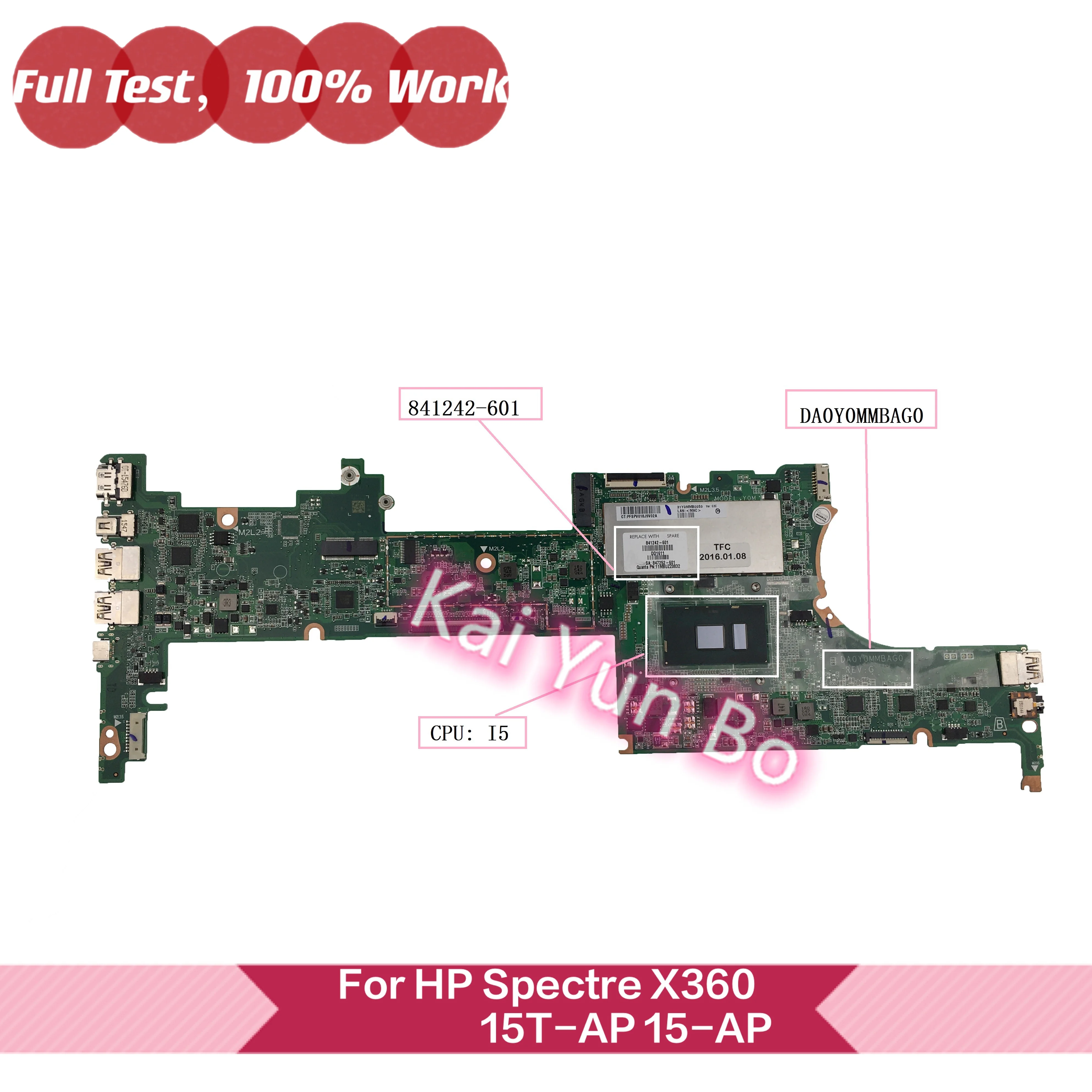 841242-601 841242-001 841242-501 For HP Spectre X360 15-AP 15T-AP000 Laptop Motherboard DA0Y0MMBAG0 W i5-6200U 16GB 100% Test OK
841242-601 841242-001 841242-501 For HP Spectre X360 15-AP 15T-AP000 Laptop Motherboard DA0Y0MMBAG0 W i5-6200U 16GB 100% Test OK