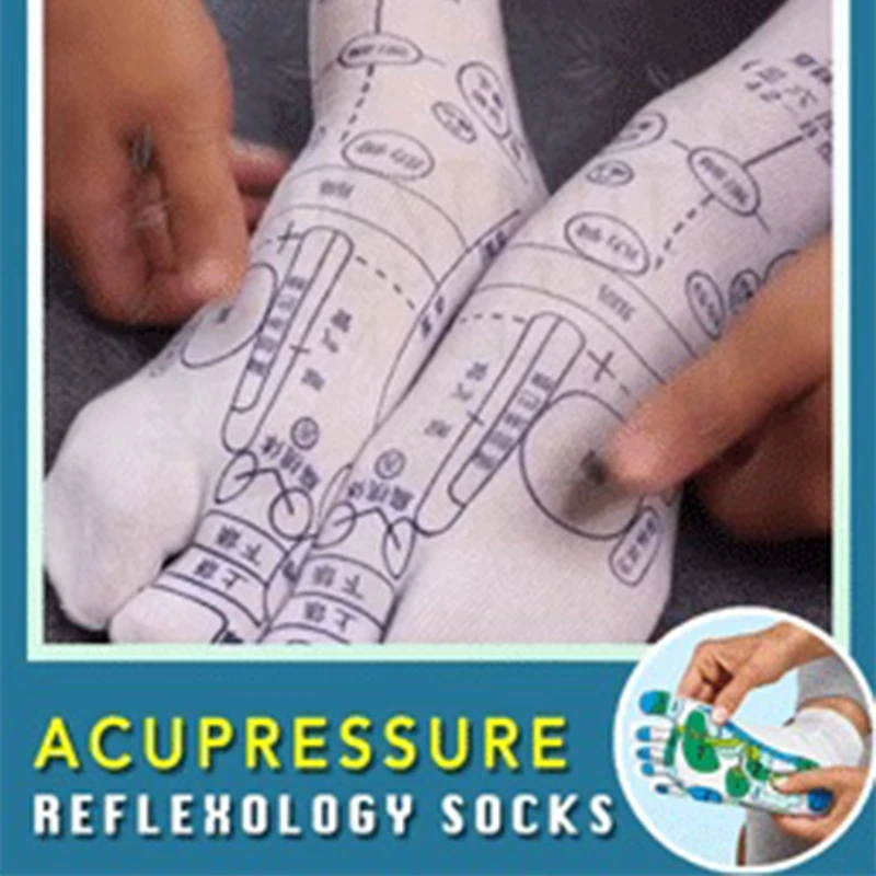 

Women Men Acupressure Reflexology Socks 2 Toe Split Foot Massage Pain Relief Meridian Hosiery with Acupoints Chart Diagram Graph