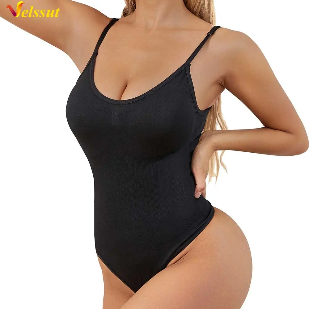 

Velssut Shapewear Bodysuit Thong Shaper for Women Tummy Comtrol Seamless Body Shaper V-Neck Tank Tops Waist Slim Underwear