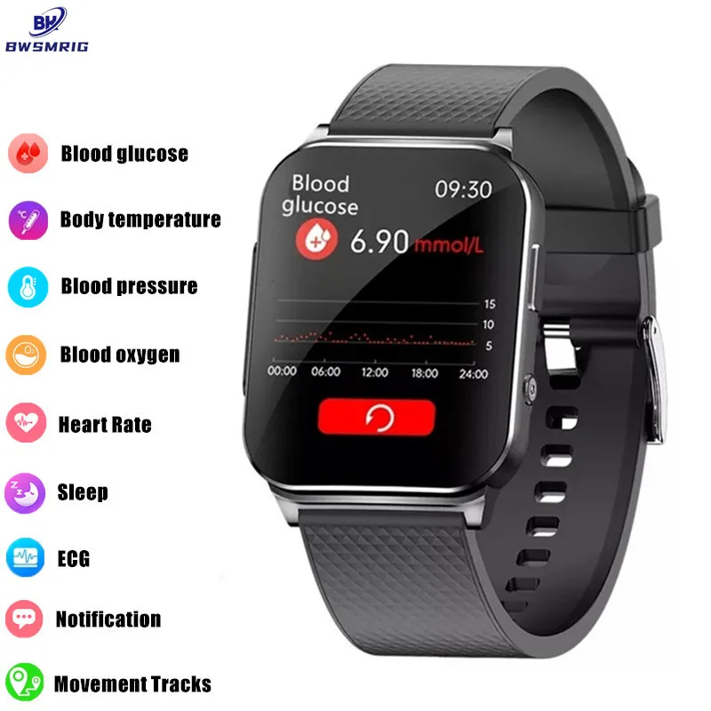 

NEW Smart Watch For Men 24h PTT ECG Heart Rate Blood Pressure Temperature Bracelet Non-invasive Blood Glucose Smartwatch Women