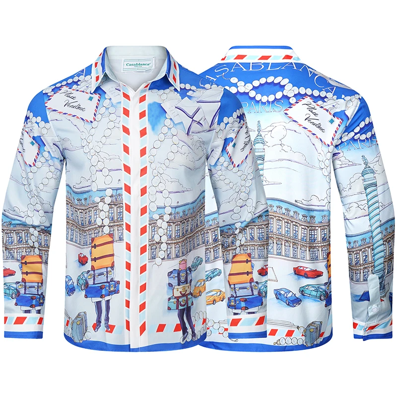 23SS New High Quality Harajuku Hawaiian Style Pocket Casablanca Print Style Shirt Fitting Men Women Long Sleeved Shirt
23SS New High Quality Harajuku Hawaiian Style Pocket Casablanca Print Style Shirt Fitting Men Women Long Sleeved Shirt