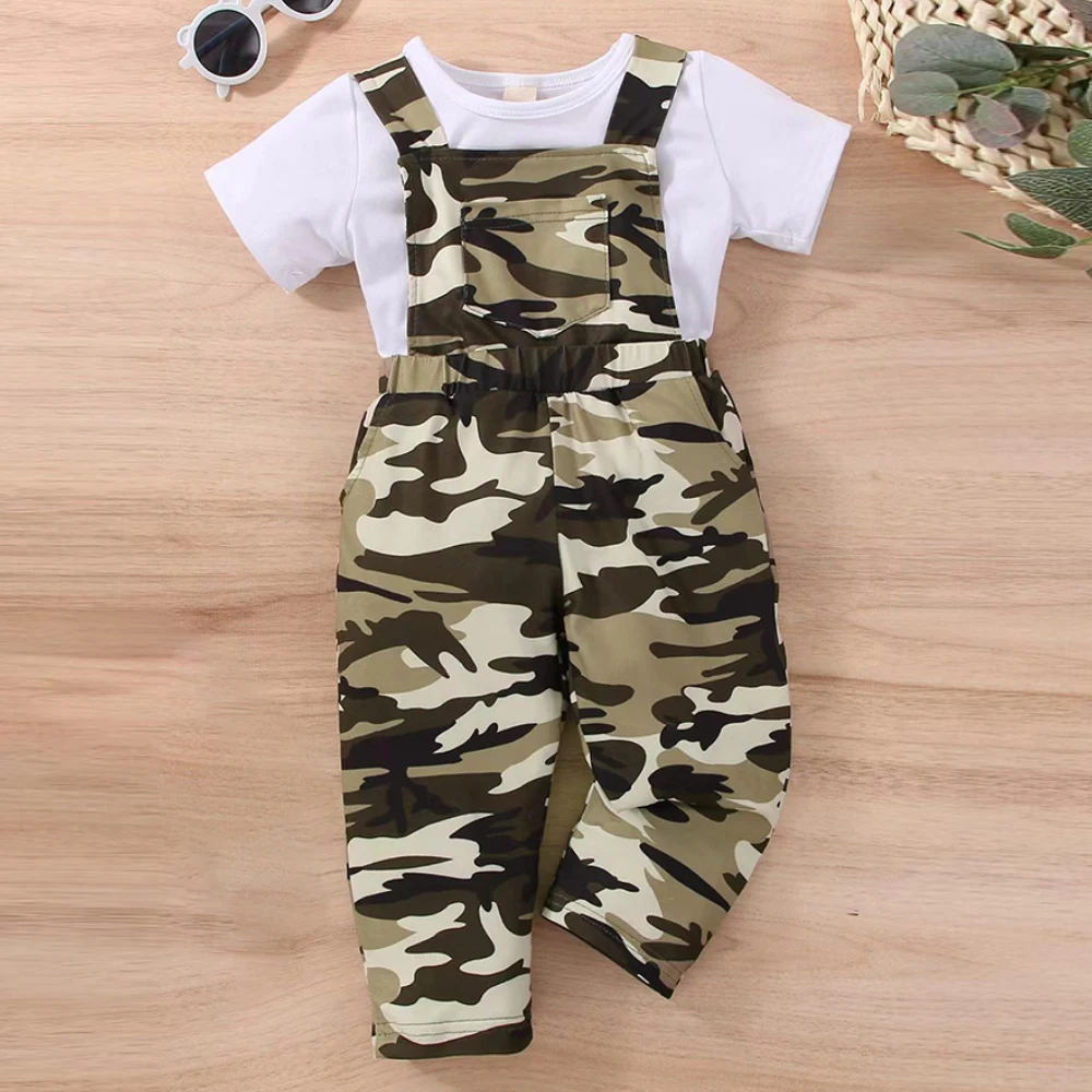 Camouflage Baby Boy Short Sleeve T -shirt+Overalls Pants Set Kids Summer Clothing Newborn Bodysuits Jumpsuit Chil Infant Outfit 
Camouflage Baby Boy Short Sleeve T -shirt+Overalls Pants Set Kids Summer Clothing Newborn Bodysuits Jumpsuit Chil Infant Outfit