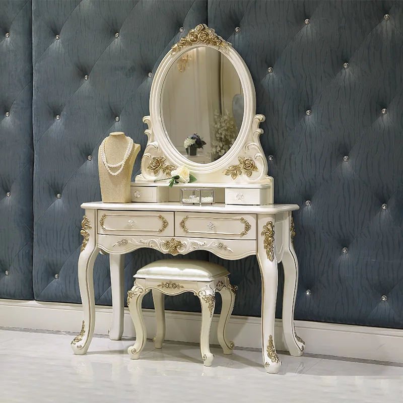 

Роскошный Зеркальный туалетный столик европейские женские ящики макияж туалетный столик для хранения Гостиная зеркало Tocador мебель для салона