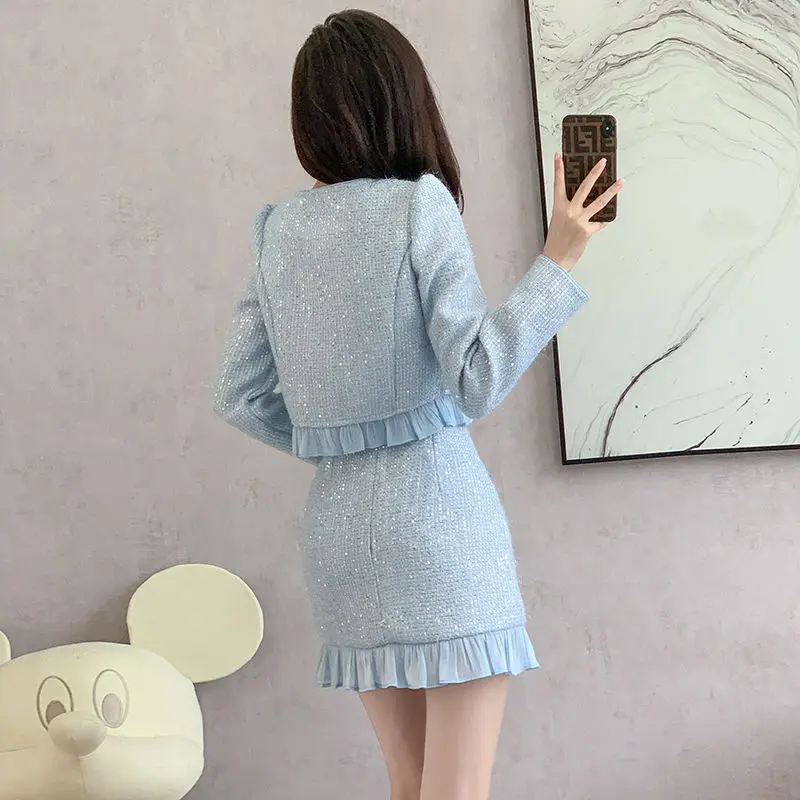 

French Chic Influencer Outfit Spring 2024 New Fashion Elegant Petite Chic Style Two-Piece Dress Set for Women Female Hot Sale