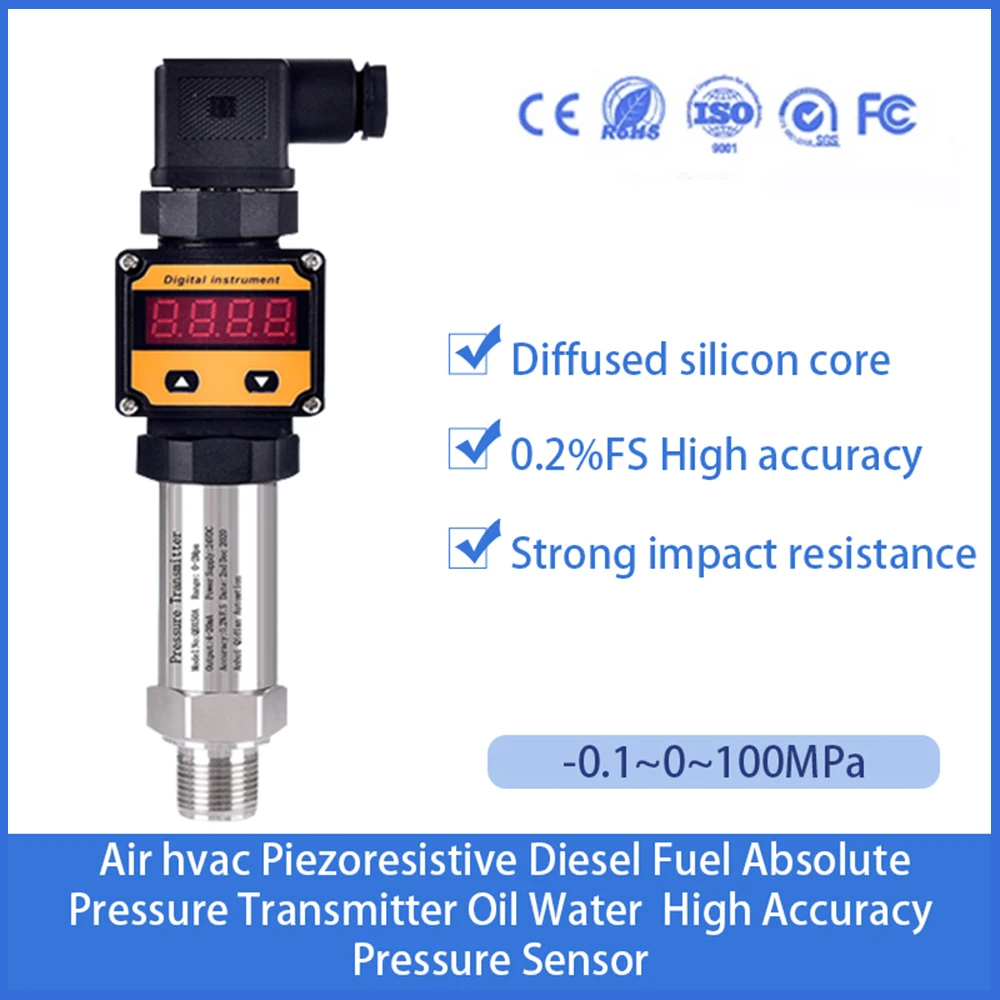 LED Display Pressure Transmitter G1/4 Thread 4-20mA Output Air Pressure Water Pressure Oil Pressure Hydraulic Sensor DC24V
LED Display Pressure Transmitter G1/4 Thread 4-20mA Output Air Pressure Water Pressure Oil Pressure Hydraulic Sensor DC24V
