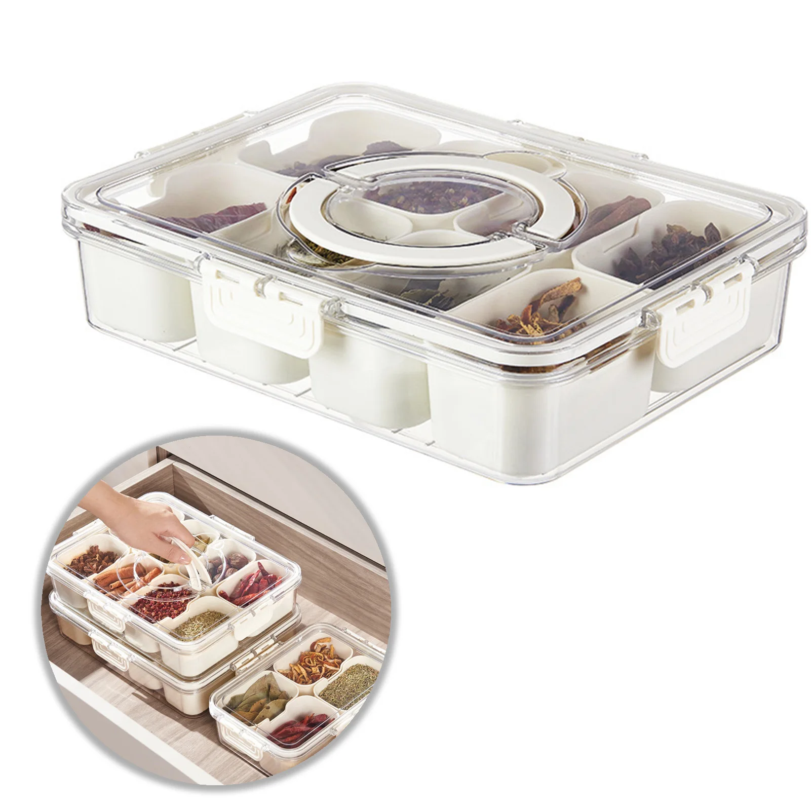 Divided Serving Tray with Lid Portable Snack Box Charcuterie Multifunctional Container Suitable for Party Travel Picnics
Divided Serving Tray with Lid Portable Snack Box Charcuterie Multifunctional Container Suitable for Party Travel Picnics