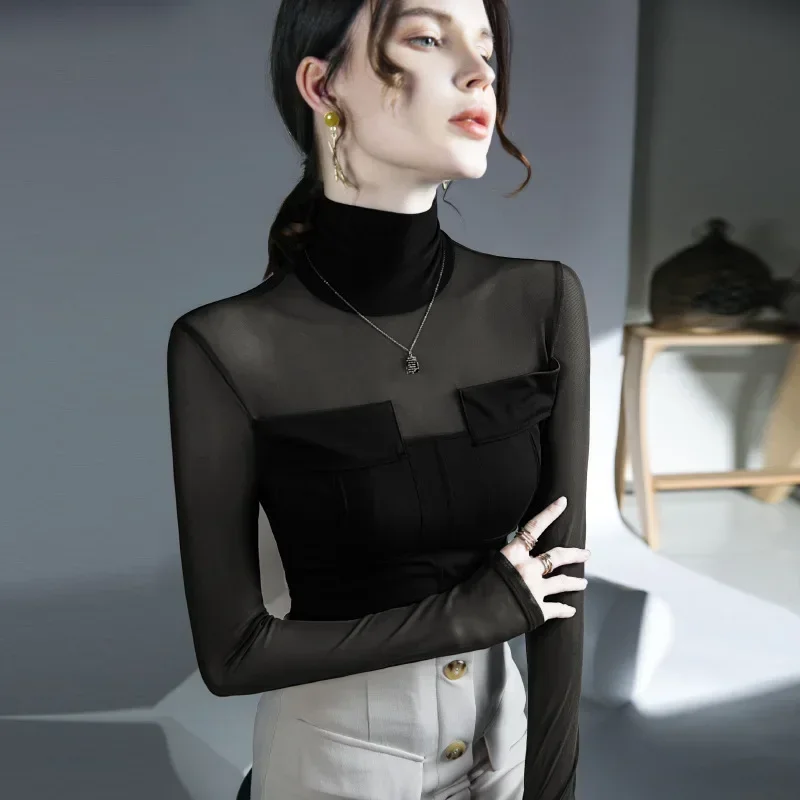 Mesh Slightly Transparent Panel Top New High Collar Long Sleeve Chiffon Shirt
Mesh Slightly Transparent Panel Top New High Collar Long Sleeve Chiffon Shirt