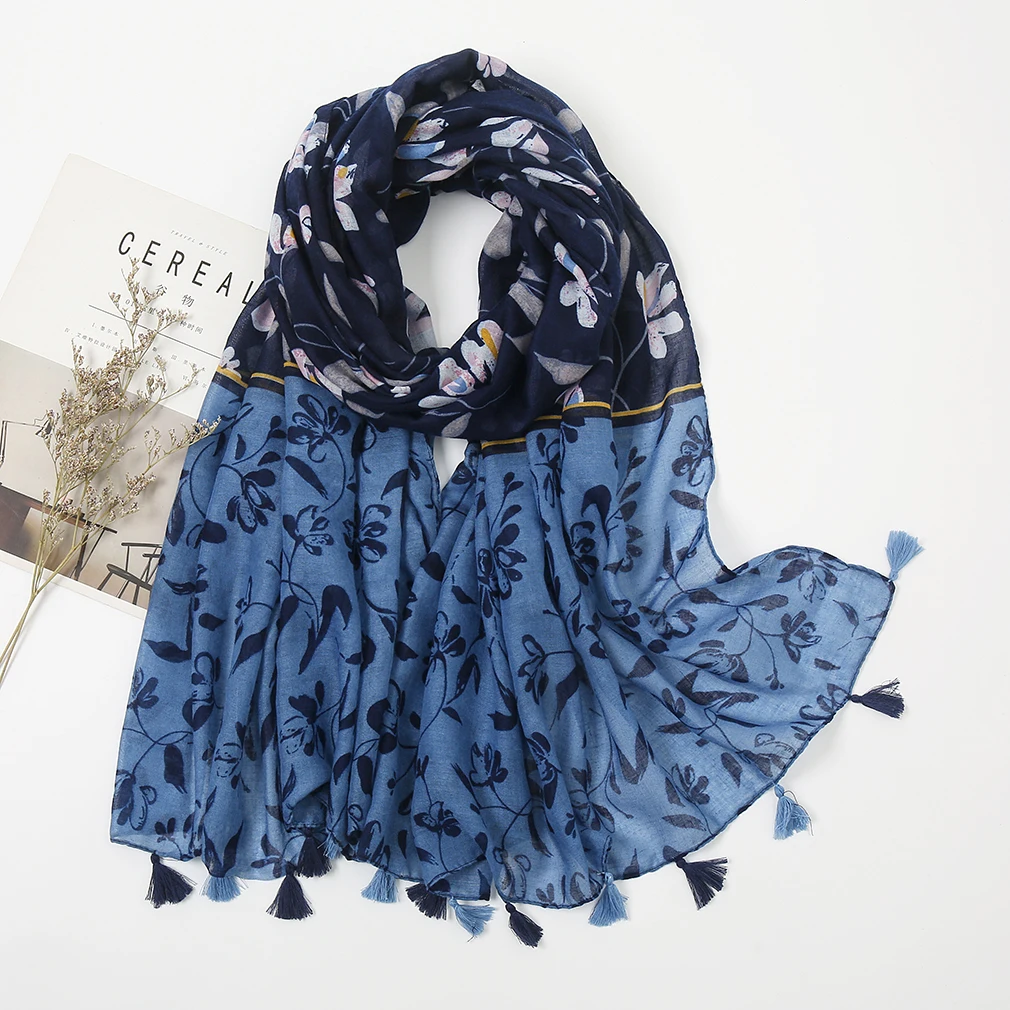 

Japanese literary and art small fresh cotton and hemp scarf retro splicing Bohemian cashew printed silk scarf beautiful shawl