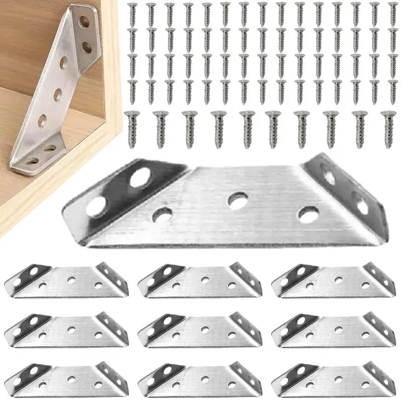 

Angle Corner Brackets Stainless Steel Angle Bracket Connector Brace Shelves Brackets Furniture Fastener Joint Corner Connectors