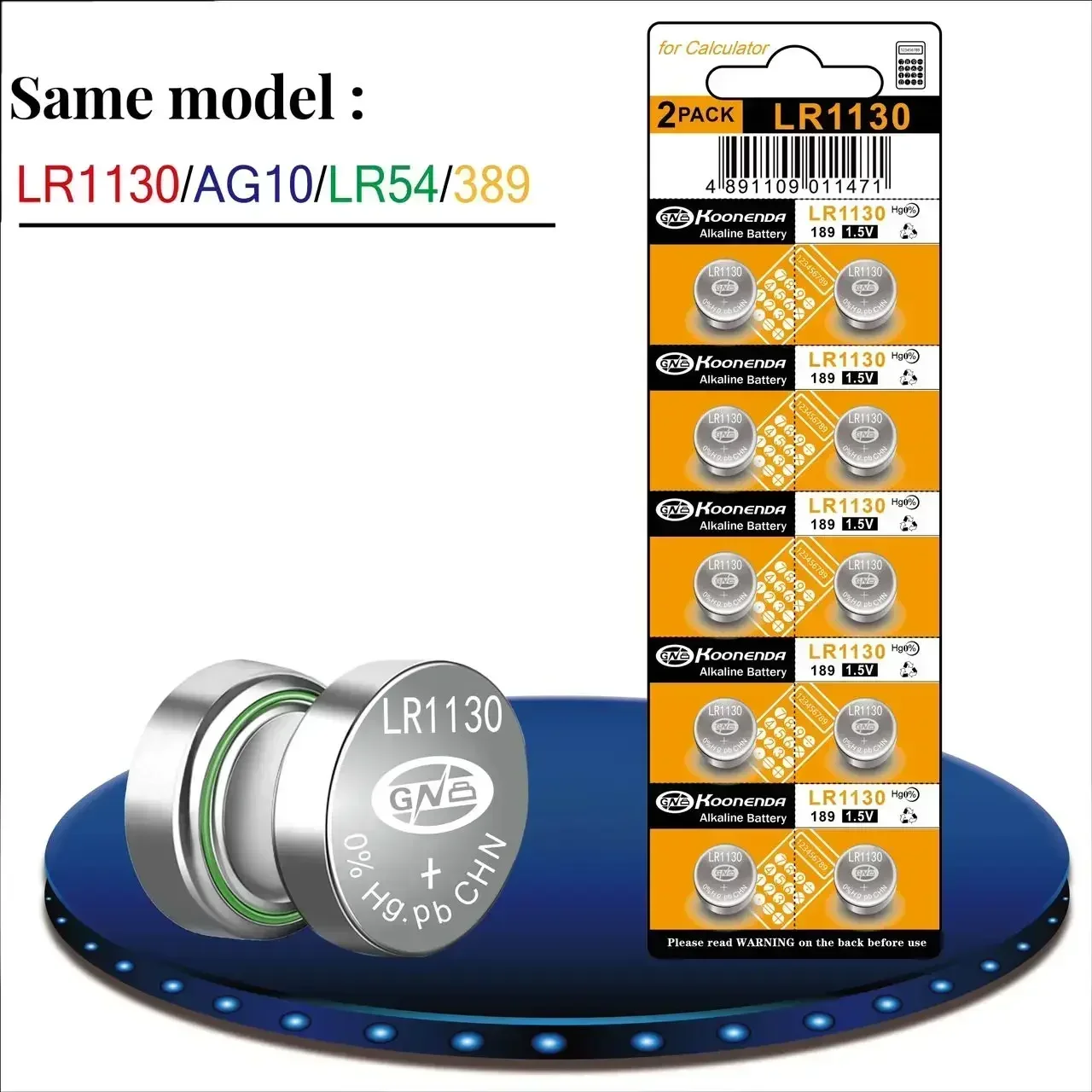 

LR30 button cell, AG10/LR54/189/GP89A/389/390/SR54/SR1130SW universal, can be used for laser indicators, thermometers, electr