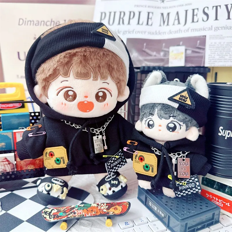 

10/20cm Black 3Pcs Cute Cool Boy Suit DIY Doll Clothes Accessories Kawaii Idol Star Doll Clothes for Girls Fans Collection Gift