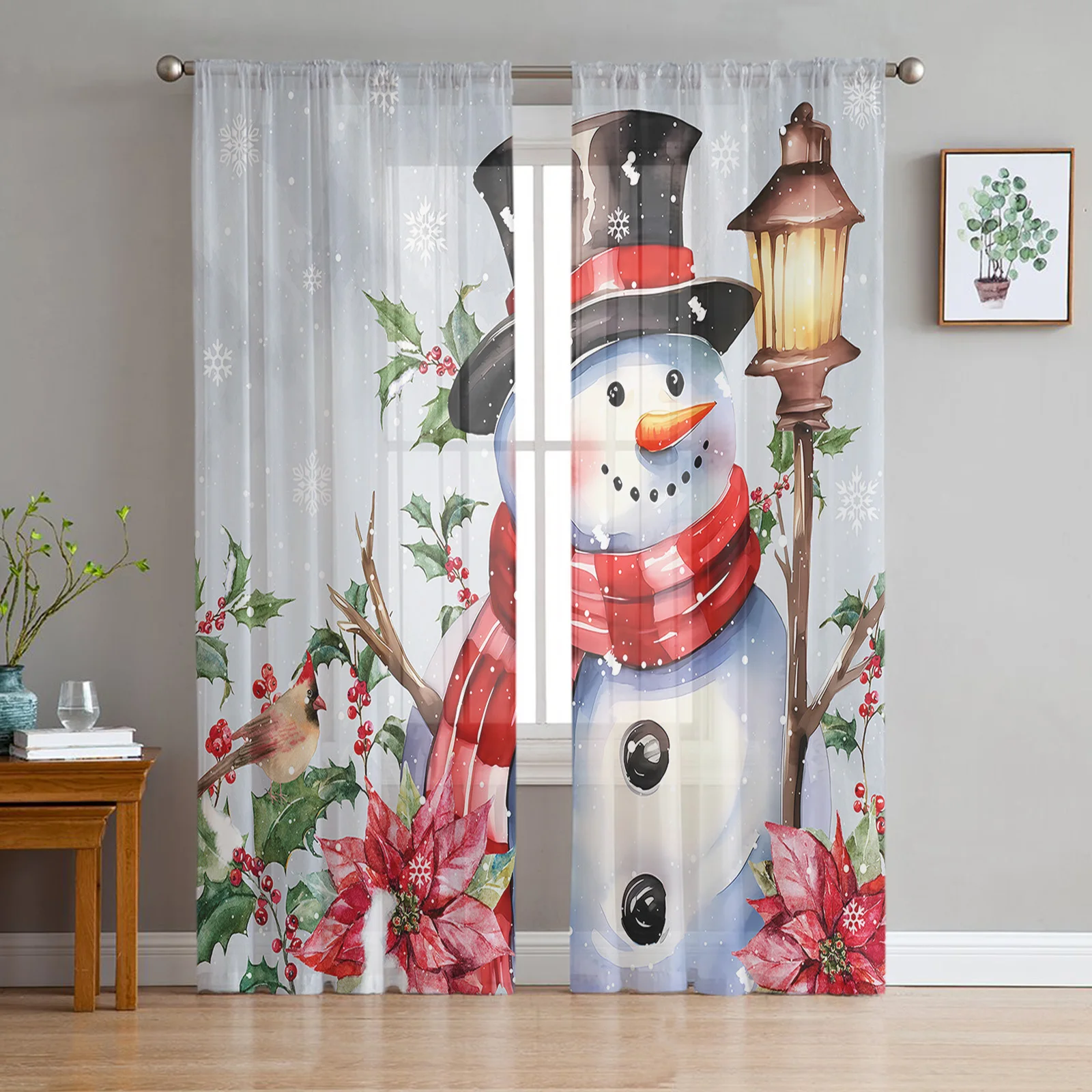 Christmas Poinsettia Snowman Window Tulle Curtains for Living Room Kitchen Christmas Home Decor Sheer Voile Curtains
Christmas Poinsettia Snowman Window Tulle Curtains for Living Room Kitchen Christmas Home Decor Sheer Voile Curtains